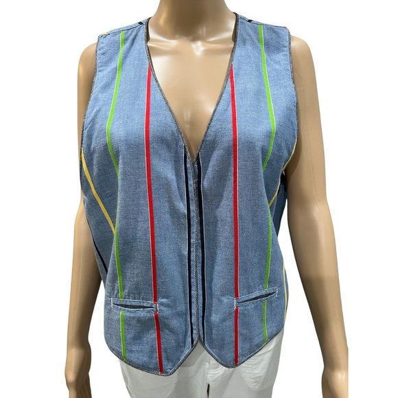 Vintage Reversible Open Front Vest No Size Tag Approx Med - Picture 1 of 5